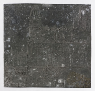 Fragment of the city; Jablczynski, Feliks (1865–1928); graphic artist; cityscapes; towers; cities;