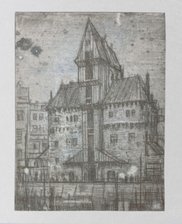 The Crane in Gdansk; Feliks Jablczynski (1865–1928), graphic artist; tenement houses; cityscapes;