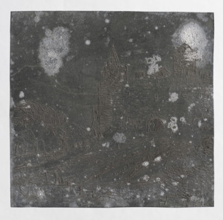 Landscape with a fortified castle on a hill; verso: Fragment of a wall with a pointed-arch door.