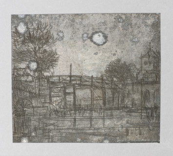 Wooden bridge over the canal, Jablczynski, Feliks (1865–1928), graphic artist, Polish graphics,