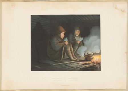 Kamchadalen at winter halt. Lithograph after a drawing by Leopold Niemirowski (1810–1883), drawn