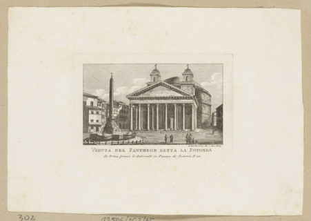 View of the Pantheon in Rome. Engraving by Achille and Pietro Parboni (etchings made 1824–1826).