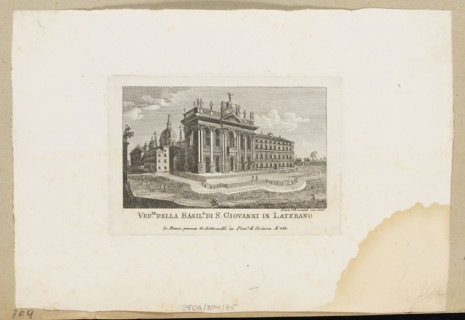 View of the Basilica of St. John Lateran. Engraving by Francesco Rinaldi (graphic artist, fl.