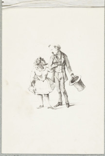 Julia Pastrana arm in arm with her impresario, graphic artist, ca. 1858. Print, height 22.2 cm,