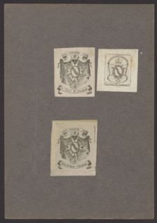 Bookplate of Henryk Lubomirski (1777–1850). Heraldic bookplate showing a Maltese Cross on a