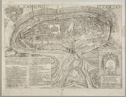 View of Kamieniec Podolski. Engraver and draughtsman: Cyprian Tomaszewicz (fl. ca. 1672–1673).