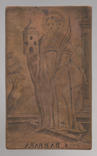 Saint Barbara; graphic artist; Barbara (St.) iconography; Tyszkiewicz, Konstanty (1806–1868);