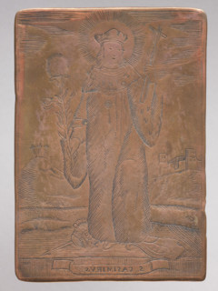 Saint Casimir. Figure of a standing saint with a cross and a lily in his hands, a biretta on his