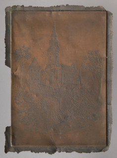 Church on a hill; artist: Pusch, Bronislaw (fl. ca. 1841–ca. 1878), graphic artist;