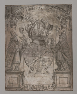 Coat of arms of the Petershausen monastery (recto); Image of Madonna and Child (verso). Monogramist