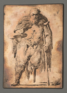 A beggar without a right leg, on a crutch; Plonski, Michal (1778–1812), graphic artist;
