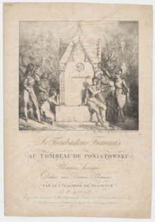 French troubadour at the tomb of Prince Józef Poniatowski; Horace Vernet (1789–1863), graphic