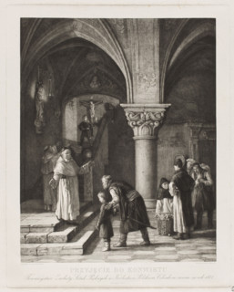 Admission to the Boarding House, Maszynski, Julian (1847–1901), painter; Redlich, Henryk