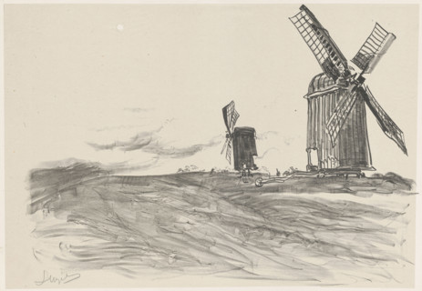 Two windmills, Wyczólkowski, Leon (1852-1936), graphic artist; Pruszynski, Aureliusz (1873-post