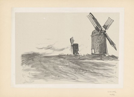 Two windmills, Leon Wyczólkowski (1852–1936), 1912. Ceratorite print with chine-collé (grayish