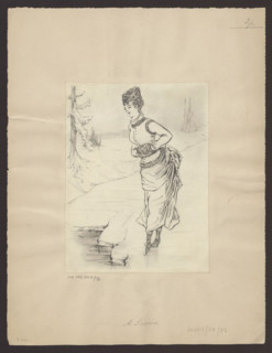 A Maid Hiding a Top Hat and Cane from Her Master, Alfred Grévin (1827–1892), draughtsman, genre