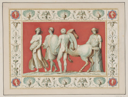 Vestigia delle Terme di Tito. Bacchus' youth. Quadro from the vault decoration of room 25, Carlone,