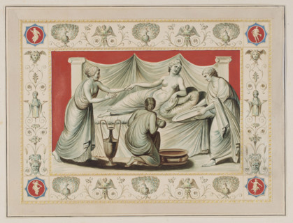 Vestigia delle Terme di Tito. Bacchus' youth. Quadro from the vault decoration of room 25, Carlone,