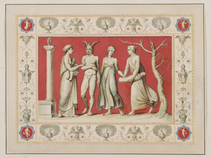 Vestigia delle Terme di Tito. The birth of Bacchus. Quadro from the vault decoration of room 25,