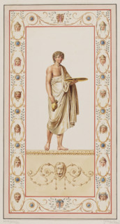 Vestigia delle Terme di Tito. Ephebe in a blue robe. Quadro from the wall decoration in room 15,