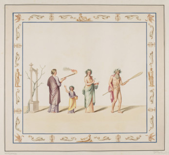 Vestigia delle Terme di Tito. A cart loaded with grapes. Quadro from the vault decoration of room