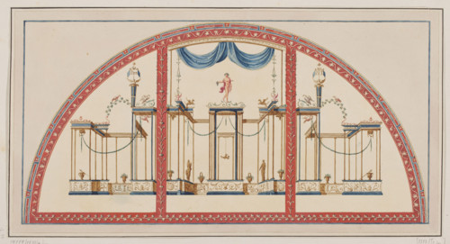 Vestigia delle Terme di Tito. Sordino decoration in room 29, Carlone, Marco (1742–1796), graphic