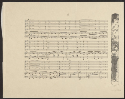 Vignette with a desert scene (right side of the performance), plate 35, Brahms's Fantasy, Op. XII;