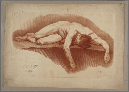 Study of a Reclining Male Nude. After a drawing by Carle van Loo (1705–1765); engraving by Gilles