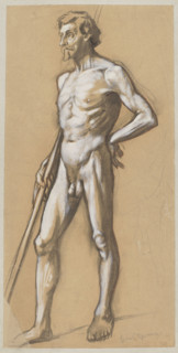 Male nude; Hans Thoma (1839–1924); nudes, figure studies, male nudes, studies (sketches); German