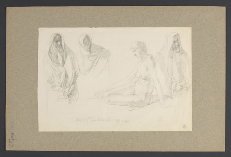 Studies of female and male figures for the painting 'St. John the Baptist Rejecting the Pharisees