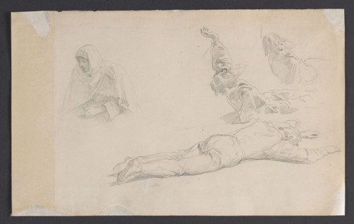 Studies of male figures, sketch for the painting 'The Princess's Dowry' (1894), Wojciech Gerson