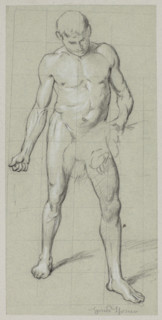 Nude Man with a Bunch of Plants in His Left Hand, Thoma, Hans (1839–1924), illustrator; sowers;