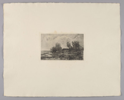 Landscape, pl. 8, 1896. Etching/graphic by Otto Gampert (1842–1924). Rural landscape, filigrees