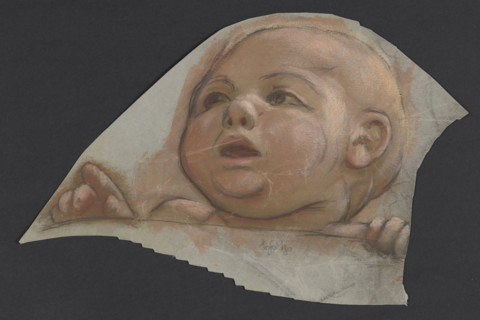 Child's Head with Open Mouth, Thoma, Hans (1839–1924), draughtsman; child's head; children; studies