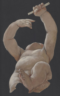 Study of a Lying Baby, with Hands Raised; Hans Thoma (1839–1924), draughtsman; children, baby study