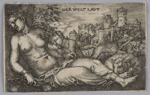 Sleeping Justice - 'Der Welt Lavf', Barthel Beham (1502–1540), graphic artist, allegories, German,