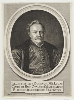 Portrait of Lukasz Opalinski; graphic print by Jeremias Falck (ca. 1609–1677), painted by Daniel