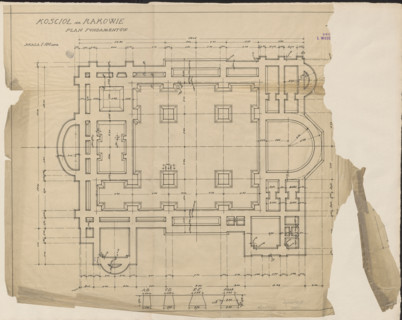 Czestochowa. Church in Raków. Unrealized project. Foundation plan. Wojciechowski, Jaroslaw