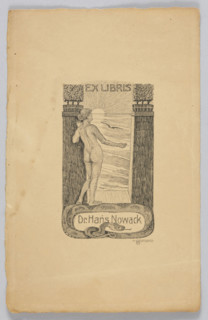 Ex Libris Dr. Hans Nowack; Woldemar (1878–1915), graphic artist; bookplate depicting Eve (Bible)