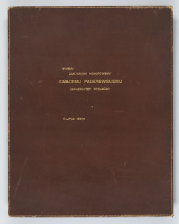 Leather binding of the portfolio 'Impressions from Pomerania' with a dedication to Ignacy Jan