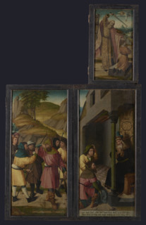 Crucifixion Polyptych - lower left wing, left panel - obverse: The Kiss of Judas (the capture);