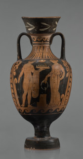Red-figure amphora, Apulian workshop, repossession; Classical Period; 3rd quarter of the 4th