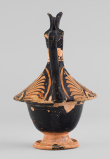 Red-figure epichysis with a depiction of Eros, palmettes, southern Italian (Apulian) pottery, ca.