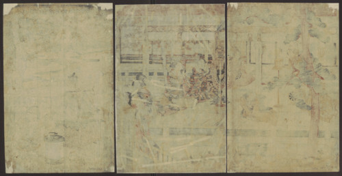Ushiwakamaru serenading Jôruri-hime (????????), Utagawa Kuninaga (ca. 1779–1827); publisher Iwatoya