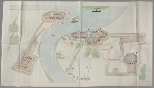 Fortification plan; graphic artist; Chinese art; Chinese maps; four fortification complexes;