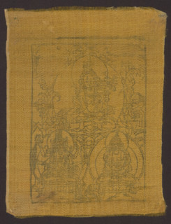 Tara and two bodhisattvas; Chinese/Tibetan Buddhist image of Tara (most likely the Green One) with