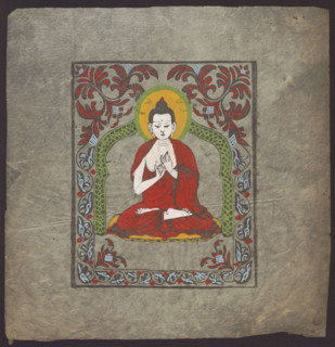 Shakyamuni Buddha; Tibetan Buddhist/Himalayan/Nepalese art; Tibetan, Himalayan; plant ornament;