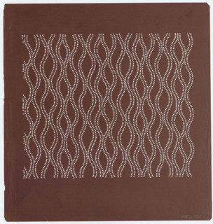 Ise katagami dyeing stencil - tatewaku with stylized wisteria flowers (fuji tatewaku), Ôsugi,
