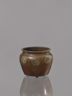 Bowl, bronze; Japanese; floral ornament; Meiji period (1868–1912), early 20th century; vessel;