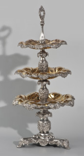 Etazera, Fraget, Józef (Warsaw; silver and plated goods factory; 1824–1945), tableware elements.